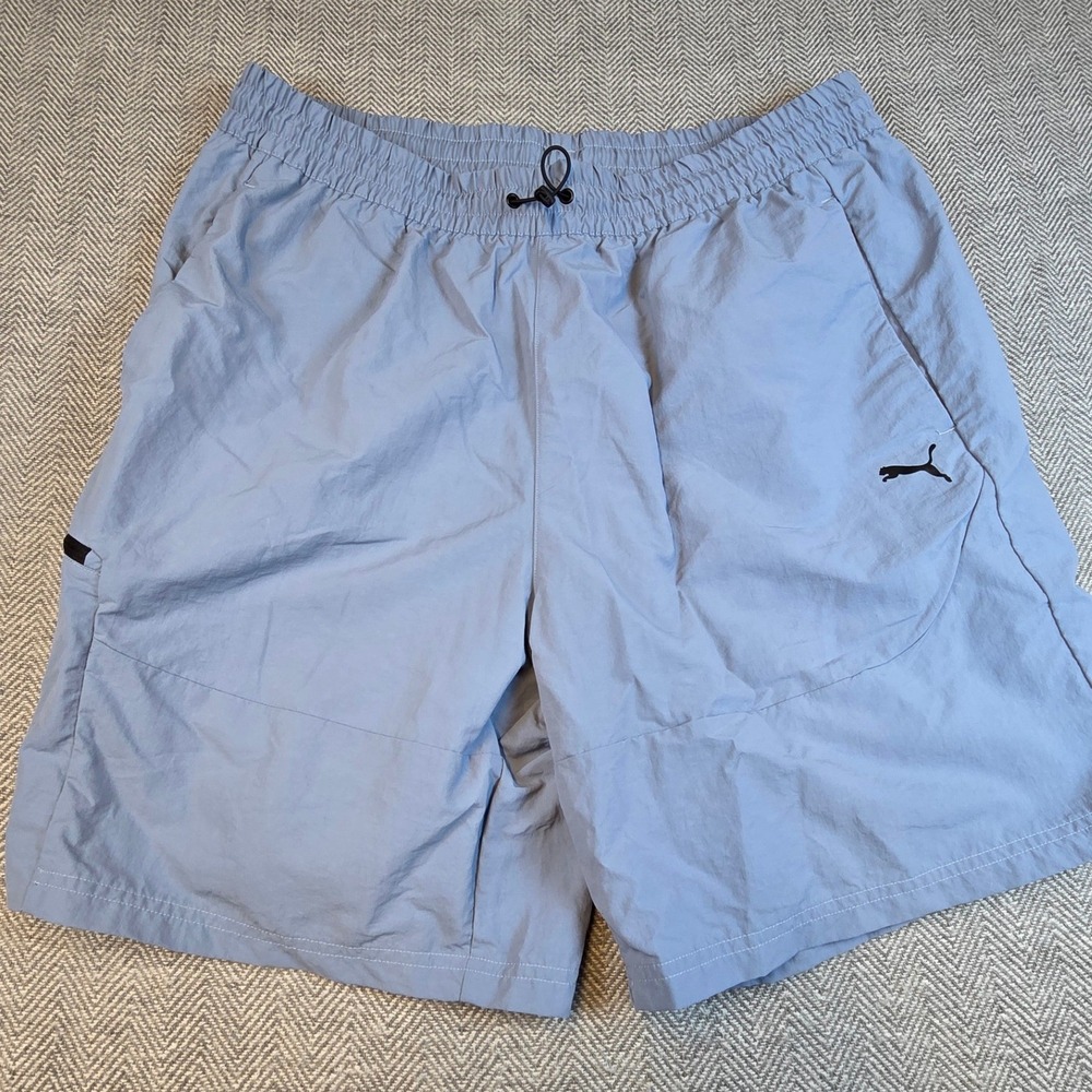 Puma Tech Mens XXL Light Blue Grey Athletic Shorts 888047-34 Toggle Waist